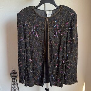 VINTAGE JMC New York 100% Silk handmade beaded jacket